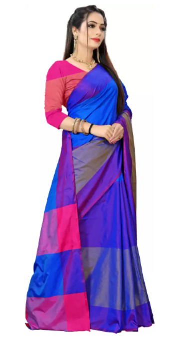 Colour Block Fashion Cotton Silk Saree Catalog